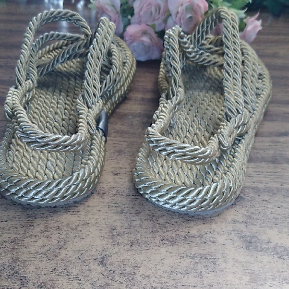 Twisted Gold Rope 🪢 Sandals Size EU 37 /US 6 - Picture 9 of 14